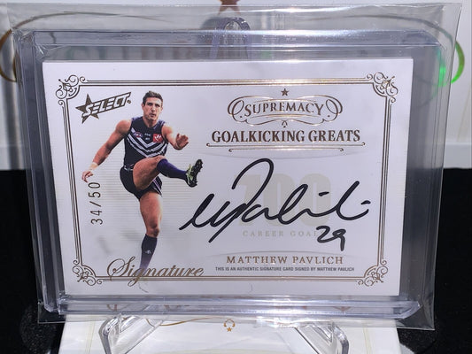 2021 Select Supremacy Matthew Pavlich Goalkicking Greats Signature No. 34 of 50